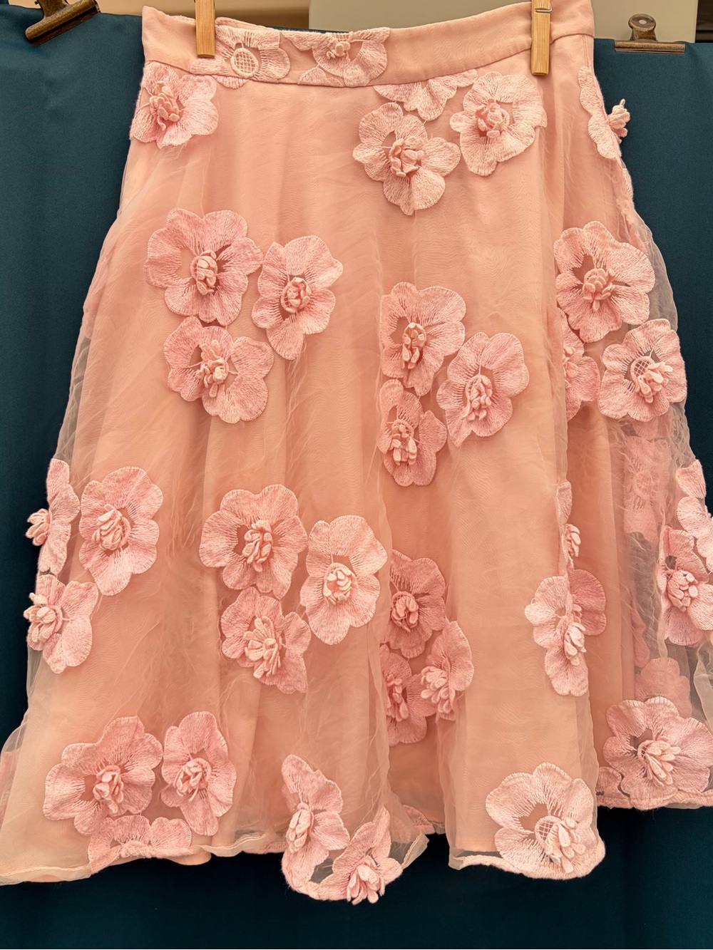 Blush Pink 3D Floral Circle Skirt